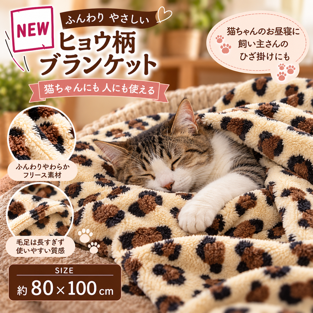 ふわふわヒョウ柄ブランケット